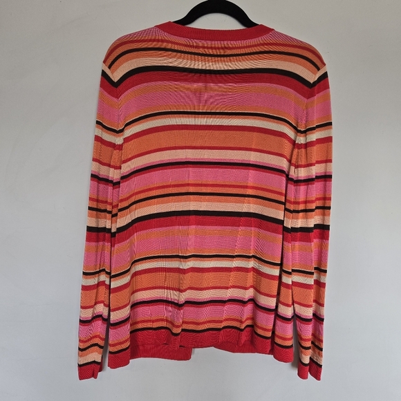 Dana Buchman Silk Striped Sweater Cardigan Women's 1X Vtg Kidcore Dopaminecore - Picture 7 of 10